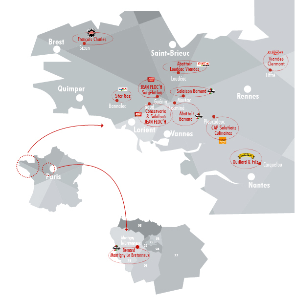 Carte des usines